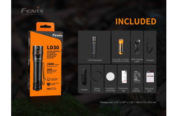 Image of Fenix Lighting LD30 Lithium Ion 1600 Lumens Luminus SST40 LED Flashlight, Black, LD30XLBK-RB