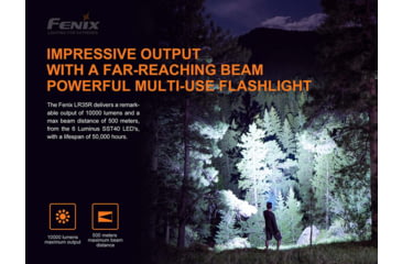 Image of Fenix Lighting LR35R Lithium Ion 10000 Lumens Luminus SST40 LED Flashlight, Black, LR35RSBK