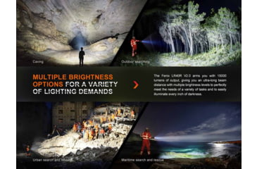 Image of Fenix Lighting LR40R V2.0 Lithium Ion 15000 Lumens Luminus SFT70 LED, Lumileds HL2X LED Flashlight, Black, LR40R2BK