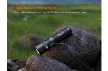 Image of Fenix Lighting PD26R ACE Lithium Ion 1300 Lumens Luminus SFT25R LED Flashlight, Black, PD26RACBK