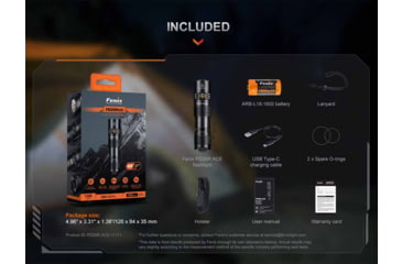 Image of Fenix Lighting PD26R ACE Lithium Ion 1300 Lumens Luminus SFT25R LED Flashlight, Black, PD26RACBK