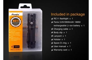 Image of Fenix RC11 Rechargeable Flashlight, 1000 Lumens, Black RC11XLBK