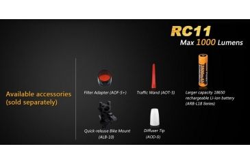 Image of Fenix RC11 Rechargeable Flashlight, 1000 Lumens, Black RC11XLBK