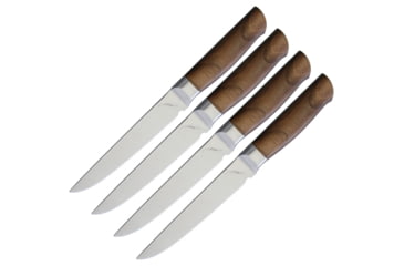 Image of Ferrum Reserve 4pc Steak Set Kitchen Knives, 9in Overall, 5in Satin Steel Blade, Reclaimed Hardwood Handle, Set Of Four Steak Knives, Wooden Gift Box, RSRV-SET-0400