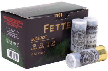 Image of Fetter .12 Gauge Centerfire Shotgun Buckshot Ammo, 15 Rounds, RDGFT120020