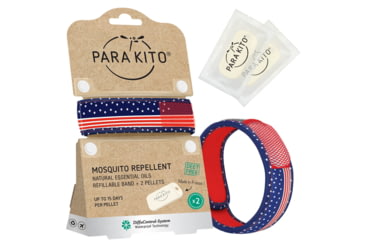 Image of Parakito Mosquito Repellent Wristband w/ 2 Refills Patriot, USA Flag, One Size, LPTWB3G116