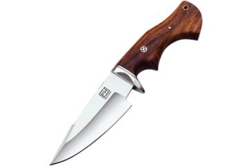 Image of FH Knives Brown Wood Fixed Blade Knife, 10.25in Overall, 5in, Satin Stainless Blade, Brown Wood Handle, Leather Sheath, MLK-0002