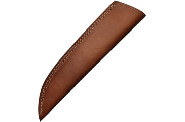 Image of FH Knives Damascus Fixed Blade Knife, 12in Overall, 7in Damascus Steel Blade, Brown/Red Wood Handle, Brown Leather Belt Sheath, AB-1473 (FH BOX)