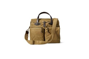 Image of Filson 24 Hr Tin Briefcase, Dark Tan, One Size 11070140-DarkTan-OS - Brass