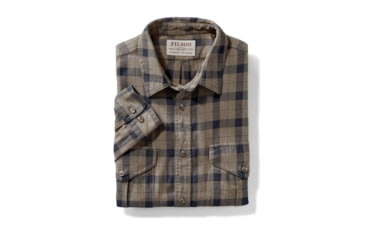 Image of Filson Lightweight Alaskan Guide Shirt, Heather Tan Navy, L 11010743-HthrTanNvy-L