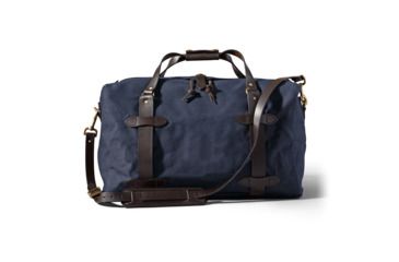 Image of Filson Medium Rugged Twill Duffle Bag, Navy, One Size, 11070325-Navy-OS - Brass