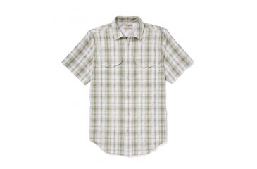 Image of Filson Twin Lakes Sport Short Sleeve Shirt Mens, Cream/Khaki/Green, Large, 20060828-CKG -L
