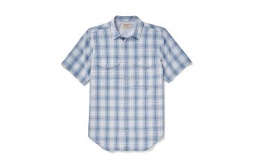 Image of Filson Twin Lakes Sport Short Sleeve Shirt Mens, Sky/Ivory/Navy, Large, 20056028-SKY/IVORY/NAVY -L