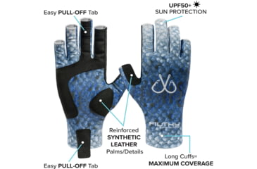 Image of Filthy Anglers Fingerless Fishing Gloves, Scale Blue, Large/Extra Large, GV-SCALES-L