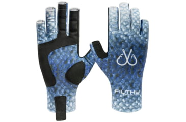 Image of Filthy Anglers Fingerless Fishing Gloves, Scale Blue, Large/Extra Large, GV-SCALES-L