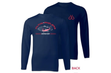 Image of Filthy Anglers Patriotic Long Sleeve Fishing Shirt, Navy Blue, Small, TLS-PATNVY-S