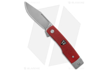 Image of Finch Hatfield Flipper Folding Knife, 2.75in, 154CM, Clip Point Blade, Micarta Red Handle, Gray/Red, 6.25in, BHQ-182128