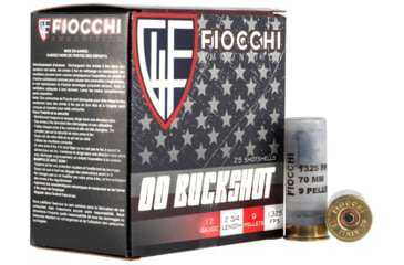 Image of Fiocchi 12MW00BK Buckshot 12 Gauge 2.75 9 Pellets 00 Buck Shot 25 Bx/ 10 Cs