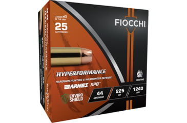 Image of Fiocchi Hyperformance Hunt 44 Mag 225 grain XPB Jacketed Hollow Point Pistol Ammo, 25 Rounds, 44MBA