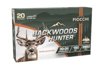Image of Fiocchi Backwoods Hunter .30-06 Springfield 150 Grain Coated Hollow Point Brass Rifle Ammo, 20 Rounds, 3006BHC