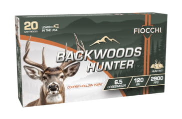 Image of Fiocchi Backwoods Hunter 6.5 Creedmoor 120 Grain Coated Hollow Point Brass Rifle Ammo, 20 Rounds, 65CMBHC