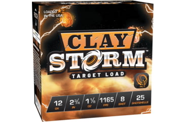 Image of Fiocchi Clay Storm 1165 fps 12 Gauge 1 1/8 oz 2.75 in Shotgun Ammo, #8, 25 Rounds, 12CS18L8