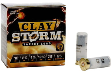 Image of Fiocchi Clay Storm 1250 fps 12 Gauge 1 1/8 oz 2.75 in Shotgun Ammo, #7.5, 25 Rounds, 12CS18X7