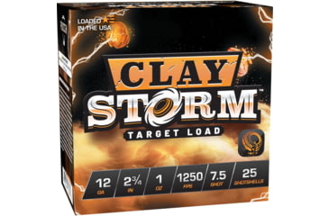 Image of Fiocchi Clay Storm 1250 fps 12 Gauge 1 oz 2.75 in Shotgun Ammo, #7.5, 25 Rounds, 12CS1X75