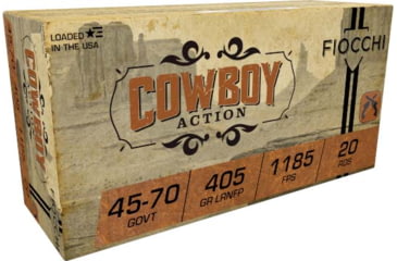 Image of Fiocchi Cowboy Action 45-70 Gov 405 Grain Lead Round Nose Flat Point Rifle Brass Ammo, 20 Rounds, 4570A