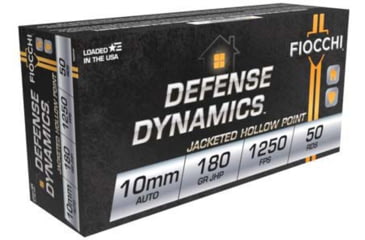 Image of Fiocchi Defense Dynamics 10mm Auto 180 Grain JHP Brass Pistol Ammo, 50 Rounds, 10APHP