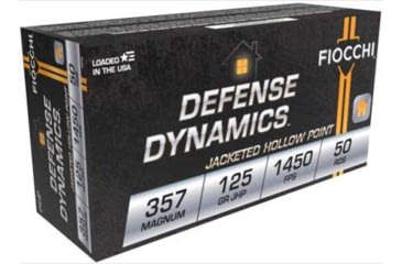 Image of Fiocchi Defense Dynamics 357 Magnum 125 Grain SJHP Brass Centerfire Pistol Ammo, 50 Rounds, 357D