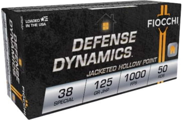 Image of Fiocchi Defense Dynamics .38 Special 125 Grain SJHP Brass Cased Pistol Ammo, 50 Rounds, 38F