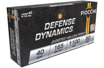Image of Fiocchi Defense Dynamics .40 S&amp;W 165 Grain JHP Brass Cased Pistol Ammo, 50 Rounds, 40SWC