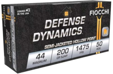 Image of Fiocchi Defense Dynamics .44 Magnum 200 Grain SJHP Brass Pistol Ammo, 50 Rounds, 44B500