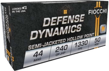 Image of Fiocchi Defense Dynamics .44 Magnum 240 Grain JHP Brass Pistol Ammo, 50 Rounds, 44D500