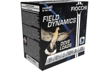 Image of Fiocchi Dove/Quail 12 Gauge 1oz 2.75in 8 Size Shotgun Ammo, 25 Rounds, 12GT8