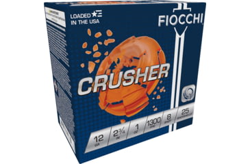 Image of Fiocchi Exacta Crusher 12 Gauge 1oz 2-3/4in Shotgun Ammo, #8, 25 Rounds, 12CRSR8