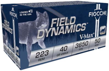 Image of Fiocchi Field Dynamics .223 40 Grain VMAX Brass Rifle Ammo, 20 Rounds, 223HVB50