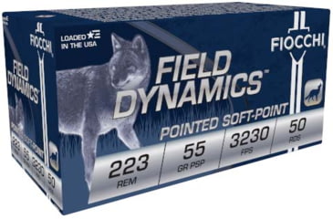 Image of Fiocchi Field Dynamics .223 Remington 55 Grain PSP Brass Cased Rifle Ammo, 50 Rounds, 223B50