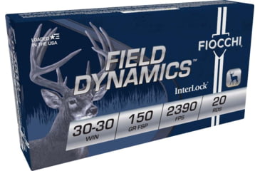 Image of Fiocchi Field Dynamics .30-30 Winchester 150 Grain JSP Flat Nose Brass Rifle Ammo, 20 Rounds, FOA3030B