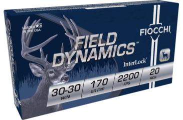 Image of Fiocchi Field Dynamics .30-30 Winchester 170 Grain JSP Flat Nose Brass Rifle Ammo, 20 Rounds, FOA3030C