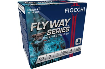 Image of Fiocchi Flyway 20 Gauge 7/8oz 3in 4 Size Shotgun Ammo, 25 Rounds, 203ST4