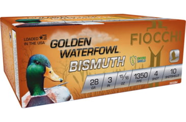 Image of Fiocchi Golden Bismuth 28 Gauge 15/16oz 3in 4 Shot Shotgun Ammo, 10 Rounds, 283GB4