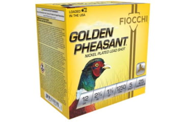 Image of Fiocchi Golden Pheasant 12 Gauge 1 3/8 oz, 2.75in, 5 Size, 1250 Velocity Shotgun Ammo, 25 Rounds, 12GP5