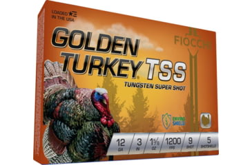 Image of Fiocchi Golden Turkey TSS 12 Gauge 1 5/8 oz 3in 9 Shot Shotgun Ammo, 25 Rounds, 123TSS9