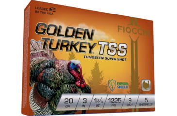 Image of Fiocchi Golden Turkey TSS 20 Gauge 1 3/8 oz 3in Shotgun Ammo, #9, 5 Rounds, 203TSS9