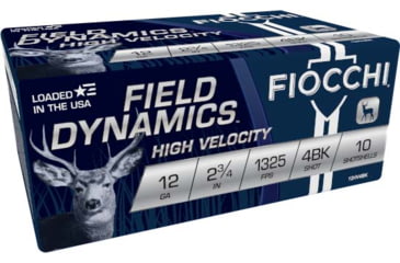 Image of Fiocchi Hi Velocity 12 Gauge 27 Pellet 2-3/4in Buckshot Shotgun Ammo, #4BK, 10 Rounds, 12HV4BK