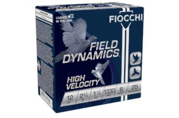 Image of Fiocchi Hi Velocity Lead 12 Gauge 1 1/4oz 2-3/4in Shotgun Ammo, #8, 25 Rounds, 12HV8