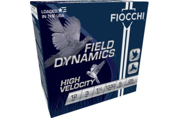 Image of Fiocchi Hi Velocity Lead 12 Guage 1 3/4oz 3in 5 Shot Shotgun Ammo, 25 Rounds, 123HV5