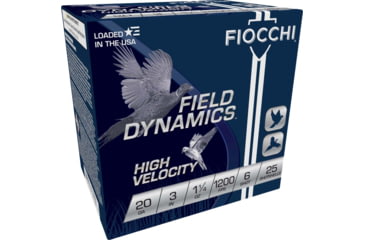 Image of Fiocchi Hi Velocity Lead 20 Guage 1 1/4oz 3in 6 Shot Shotgun Ammo, 25 Rounds, 203HV6